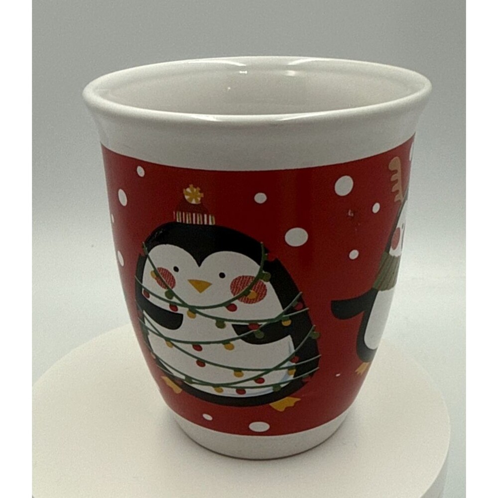 Royal Norfolk Christmas Penguin Mug Red Holiday Coffee Cup 12 oz